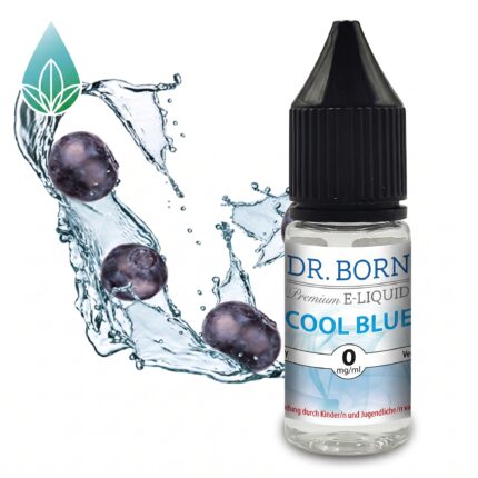 Dr. Born Cool Blue. 10ml Fertigliquid mit dem Geschmack von Blaubeeren und Kälte. Liquid ohne Sucralose.