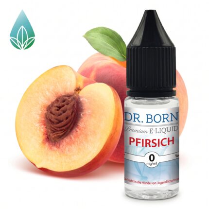 Dr. Born Pfirsich. 10ml Fertigliquid mit dem Geschmack von Pfirsich. Liquid ohne Sucralose.