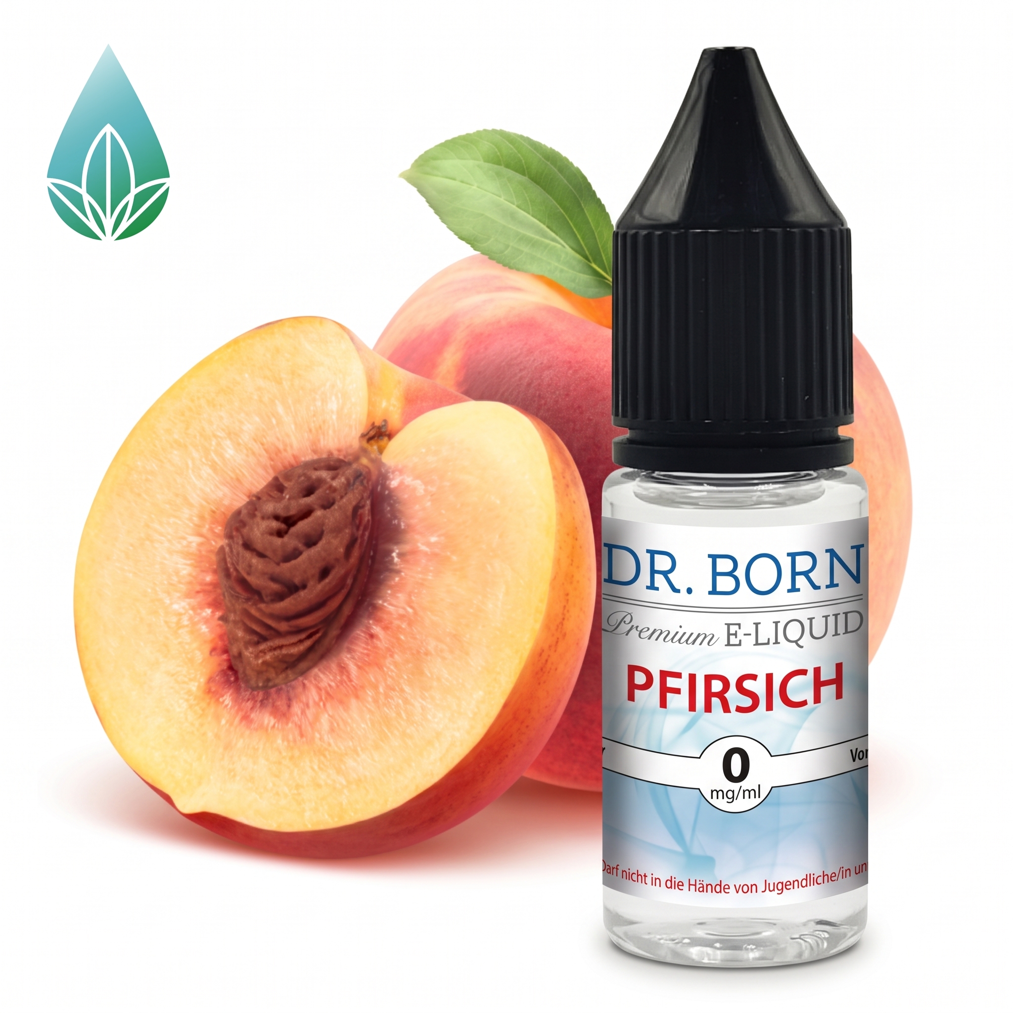 Dr. Born Pfirsich Dr. Born Pfirsich. 10ml Fertigliquid mit dem Geschmack von Pfirsich. Liquid ohne Sucralose.