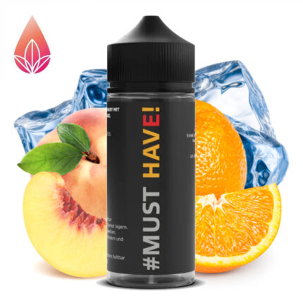 Must Have - E Weißer Pfirsich kombiniert mit einer sehr kalten Orange, abgefüllt in einer 120ml Flasche.