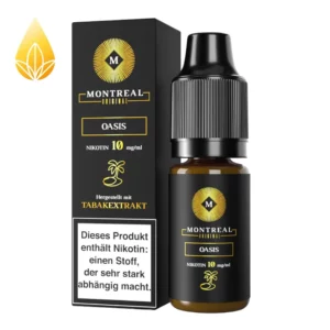Montreal Oasis 10ml Liquid mit Nikotinsalz. Extrakt aus echtem Tabak mit 10mg/ml Nikotin.