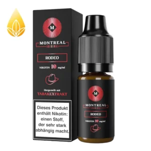 Montreal Rodeo 10ml Liquid mit Nikotinsalz. Extrakt aus echtem Tabak mit 10mg/ml Nikotin.