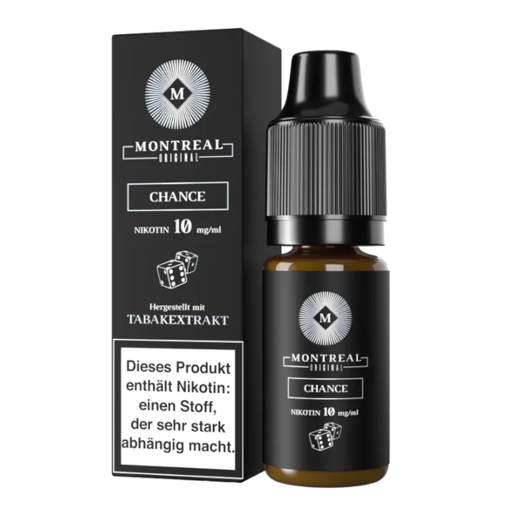 Montreal Salt Chance 10 Montreal Chance. 10ml Nikotinsalz Liquid. Extrakt aus echtem Tabak mit 10mg/ml Nikotin.