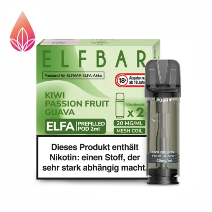 Elfbar Elfa Prefilled Pod 2x 2ml Kiwi Passion Fruit Guava.