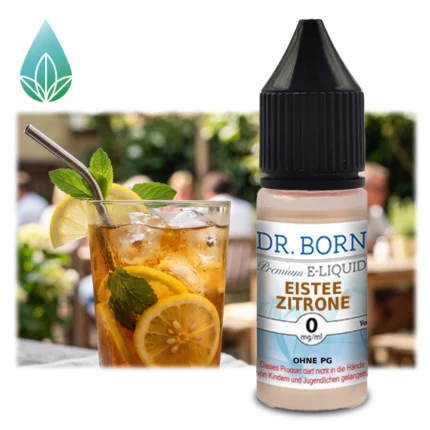 10ml Fertigliquid mit Eistee Zitrone Geschmack. Liquid ohne PG (Propylenglykol). In verschiedenen Nikotinstärken erhältlich.
