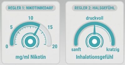 Beitragsbild mit zwei Reglern für Nikotinbedarf und Throat hit